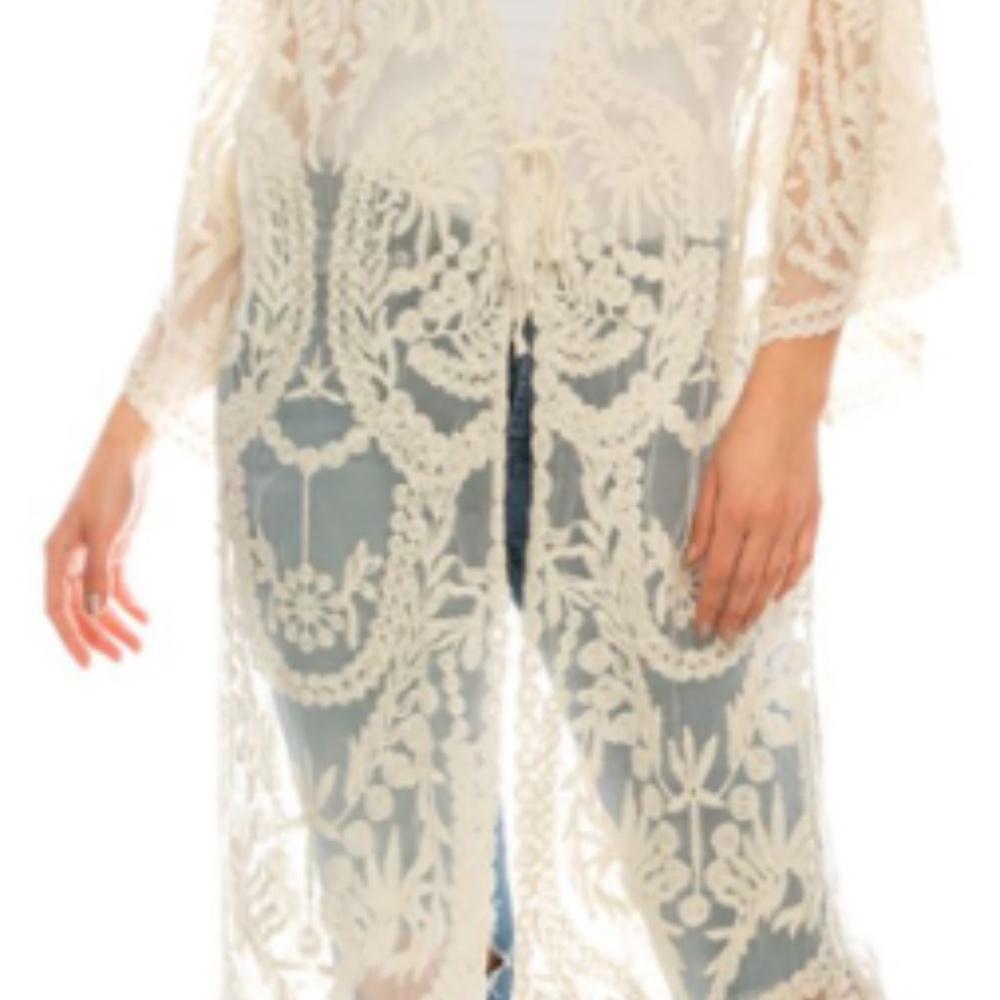 Beige Lace Kimono